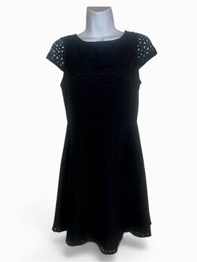J. Crew Black Laser-Cut Fit-and-Flare Mini Dress SZ 6 Petite